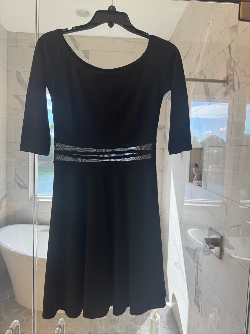 Lulu's Black Scoop-Neck Fit & Flare Dress with peak a boo waist